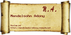 Mendelsohn Adony névjegykártya